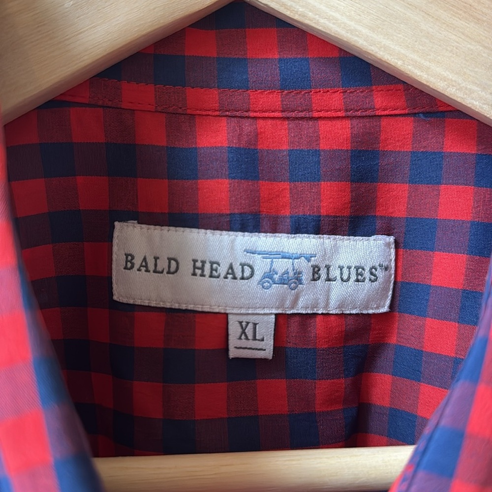 Bald Head Blues Gingham Performance Button Down Shirt Size XL - Picture 6 of 9